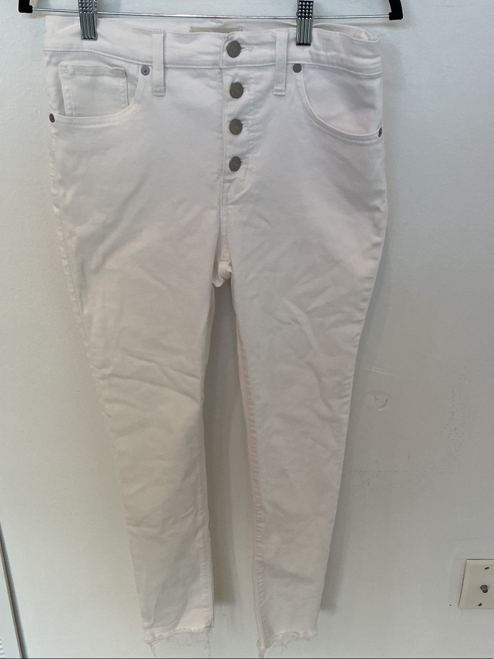Madewell White High-Rise Skinny Jeans with Button Fly